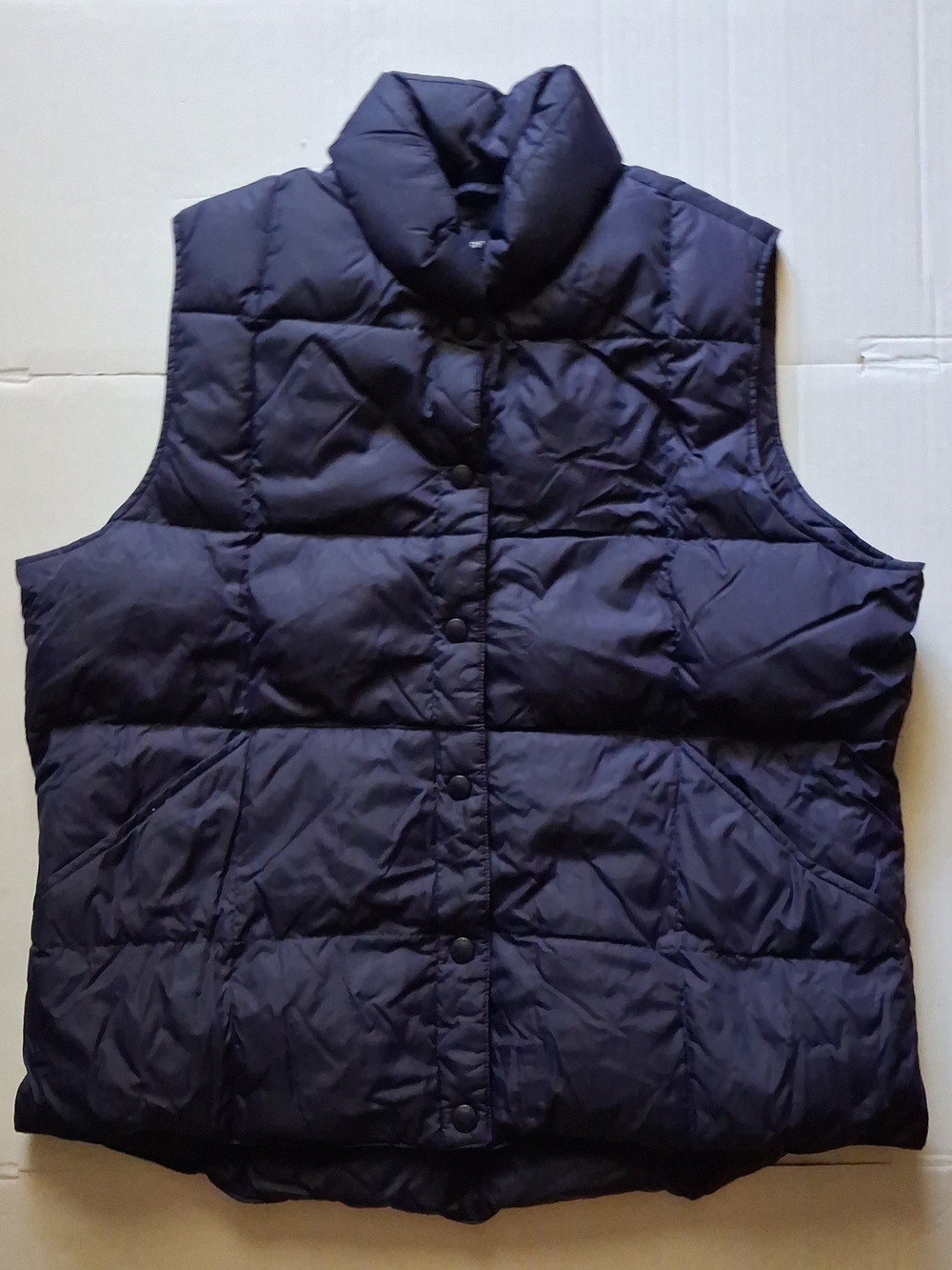Lands' End Dark Navy Quilted Down-Style Vest Womens Size L